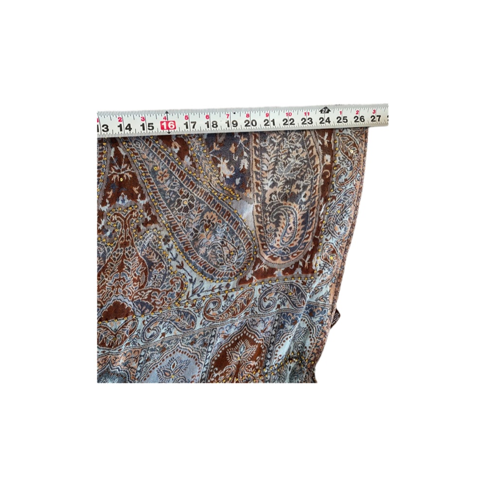 Raj Pashmina Scarf Embroidered Paisley Floral Made In India - Picture 10 of 13
